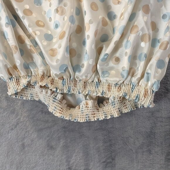 Drapers Damons Womens Blouse 16 Polka Dot Satin Look Long Sleeve‎ Made in USA - Picture 6 of 10